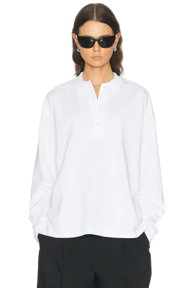 Sprwmn Long Sleeve Oversized Polo Tee | Thumbnail 1 Sprwmn Long Sleeve Oversized Polo Tee | Thumbnail 1