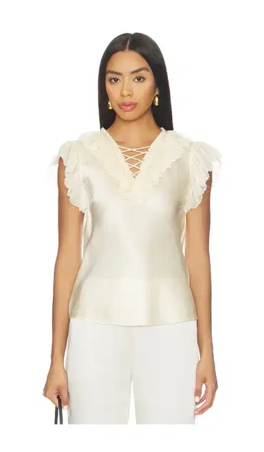 Ulla Johnson Ilyana Sleeveless Silk Top With Lace Up | Thumbnail 1 Ulla Johnson Ilyana Sleeveless Silk Top With Lace Up | Thumbnail 1