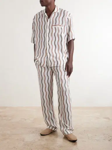 Frescobol Carioca La Marzocco Striped Tencel® and Linen-Blend Pyjama Shirt - Men | Thumbnail 2 Frescobol Carioca La Marzocco Striped Tencel® and Linen-Blend Pyjama Shirt - Men | Thumbnail 2