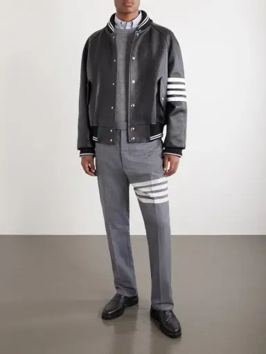 Thom Browne Oversized Striped Leather Bomber Jacket - Men | Thumbnail 2 Thom Browne Oversized Striped Leather Bomber Jacket - Men | Thumbnail 2