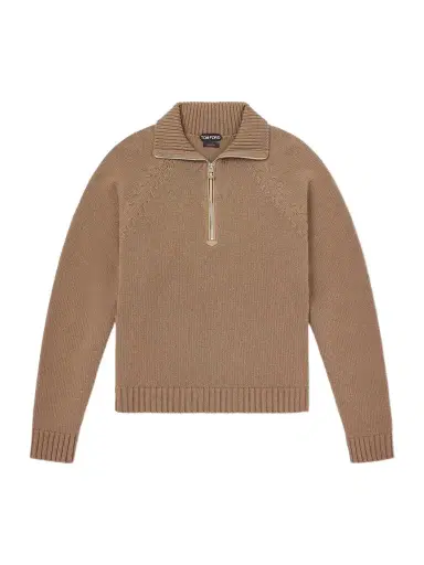 Tom Ford Wool and Cashmere-Blend Half-Zip Sweater - Men | Thumbnail 1 Tom Ford Wool and Cashmere-Blend Half-Zip Sweater - Men | Thumbnail 1