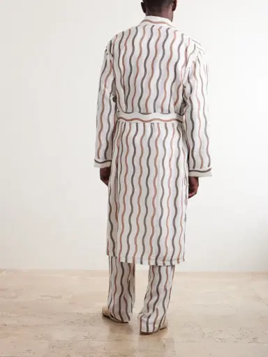 Frescobol Carioca La Marzocco Striped Belted Tencel® and Linen-Blend Pyjamas - Men | Thumbnail 4 Frescobol Carioca La Marzocco Striped Belted Tencel® and Linen-Blend Pyjamas - Men | Thumbnail 4