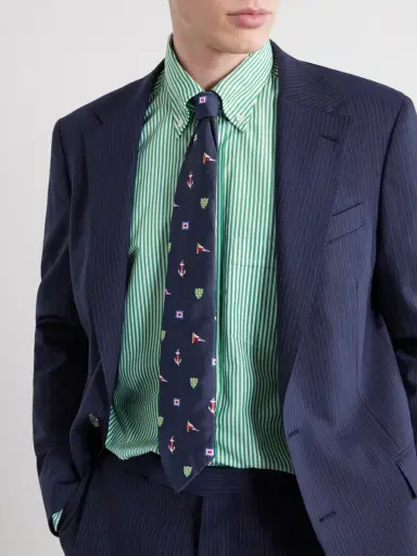 Polo Ralph Lauren 8cm Embroidered Silk Tie - Men | Thumbnail 2 Polo Ralph Lauren 8cm Embroidered Silk Tie - Men | Thumbnail 2