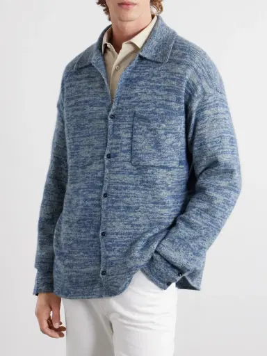 The Elder Statesman Knitted-Cashmere and Silk-Bend Cardigan - Men | Thumbnail 3 The Elder Statesman Knitted-Cashmere and Silk-Bend Cardigan - Men | Thumbnail 3