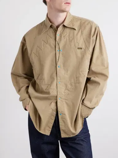KAPITAL Thunderbird Panelled Cotton-Twill Shirt - Men | Thumbnail 3 KAPITAL Thunderbird Panelled Cotton-Twill Shirt - Men | Thumbnail 3