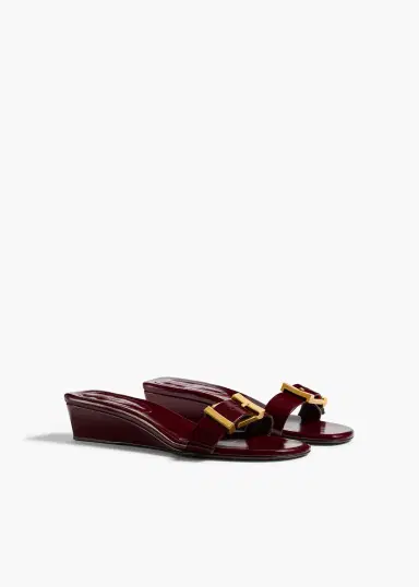 Khaite Manhattan Sandal In Bordeaux Glazed Leather | Thumbnail 3 Khaite Manhattan Sandal In Bordeaux Glazed Leather | Thumbnail 3