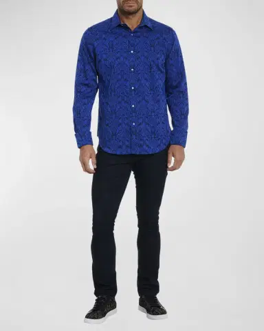 Robert Graham Men's Highland Stretch Cotton Jacquard Sport Shirt | Thumbnail 2 Robert Graham Men's Highland Stretch Cotton Jacquard Sport Shirt | Thumbnail 2