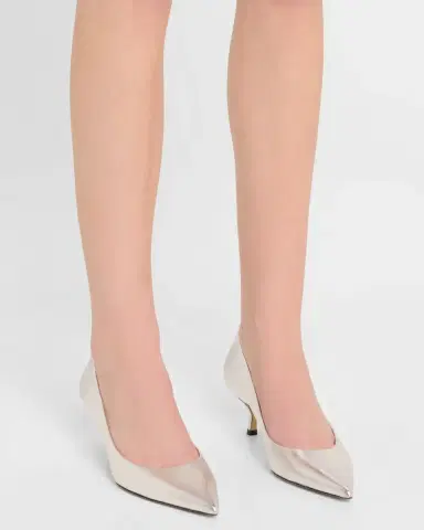 Stuart Weitzman Stuart Metallic Leather Kitten-Heel Pumps | Thumbnail 2 Stuart Weitzman Stuart Metallic Leather Kitten-Heel Pumps | Thumbnail 2