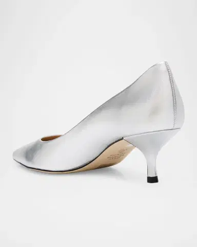 Stuart Weitzman Stuart Metallic Leather Kitten-Heel Pumps | Thumbnail 4 Stuart Weitzman Stuart Metallic Leather Kitten-Heel Pumps | Thumbnail 4