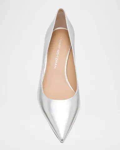 Stuart Weitzman Stuart Metallic Leather Kitten-Heel Pumps | Thumbnail 5 Stuart Weitzman Stuart Metallic Leather Kitten-Heel Pumps | Thumbnail 5