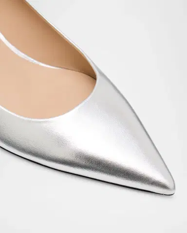 Stuart Weitzman Stuart Metallic Leather Kitten-Heel Pumps | Thumbnail 6 Stuart Weitzman Stuart Metallic Leather Kitten-Heel Pumps | Thumbnail 6
