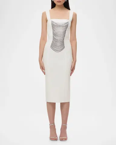 Herve Leger Francesca Draped Chain Midi Dress | Thumbnail 2 Herve Leger Francesca Draped Chain Midi Dress | Thumbnail 2
