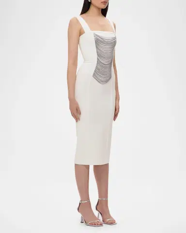 Herve Leger Francesca Draped Chain Midi Dress | Thumbnail 4 Herve Leger Francesca Draped Chain Midi Dress | Thumbnail 4