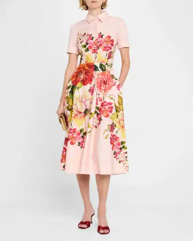 Rickie Freeman for Teri Jon Floral-Print Fit-&-Flare Shirtdress | Thumbnail 2 Rickie Freeman for Teri Jon Floral-Print Fit-&-Flare Shirtdress | Thumbnail 2