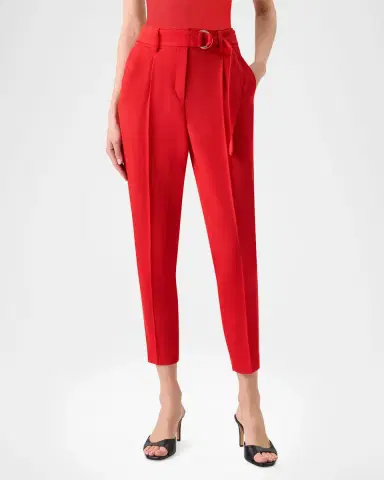 Akris punto Fred Wool Tricotine Tapered-Leg Ankle Pants With Belt | Thumbnail 2 Akris punto Fred Wool Tricotine Tapered-Leg Ankle Pants With Belt | Thumbnail 2
