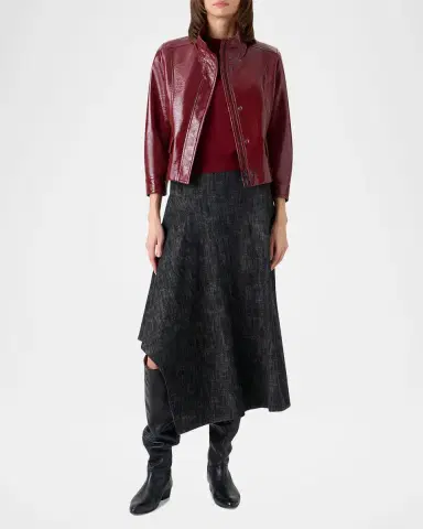 Akris punto Faux-Leather Trucker Jacket | Thumbnail 2 Akris punto Faux-Leather Trucker Jacket | Thumbnail 2