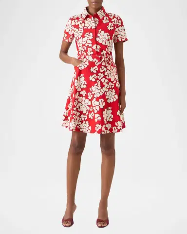 Akris punto Papercut Flower Print Denim Belted Shirtdress | Thumbnail 2 Akris punto Papercut Flower Print Denim Belted Shirtdress | Thumbnail 2