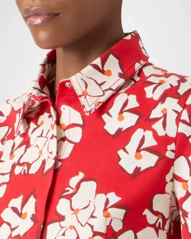 Akris punto Papercut Flower Print Denim Belted Shirtdress | Thumbnail 5 Akris punto Papercut Flower Print Denim Belted Shirtdress | Thumbnail 5