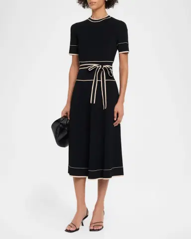 Shoshanna Addison Ribbed A-Line Midi Dress | Thumbnail 4 Shoshanna Addison Ribbed A-Line Midi Dress | Thumbnail 4