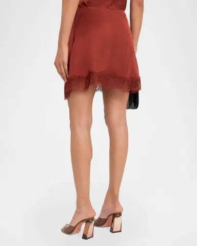 A.L.C. Dion Satin Lace-Trim Mini Skirt | Thumbnail 3 A.L.C. Dion Satin Lace-Trim Mini Skirt | Thumbnail 3