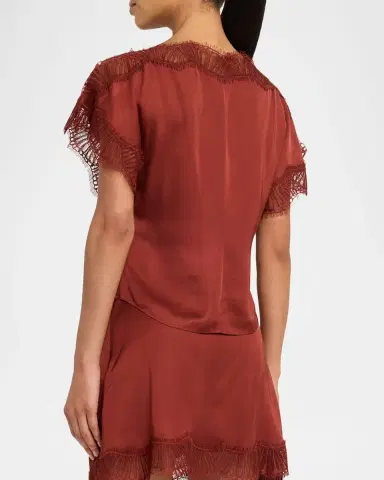 A.L.C. Luna Satin Lace-Trim Top | Thumbnail 3 A.L.C. Luna Satin Lace-Trim Top | Thumbnail 3