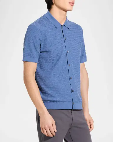 Theory Men's Cairn Cotton Waffle-Knit Shirt | Thumbnail 3 Theory Men's Cairn Cotton Waffle-Knit Shirt | Thumbnail 3