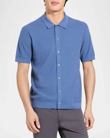 Theory Men's Cairn Cotton Waffle-Knit Shirt | Thumbnail 4 Theory Men's Cairn Cotton Waffle-Knit Shirt | Thumbnail 4