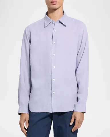 Theory Men's Solid Linen Sport Shirt | Thumbnail 4 Theory Men's Solid Linen Sport Shirt | Thumbnail 4