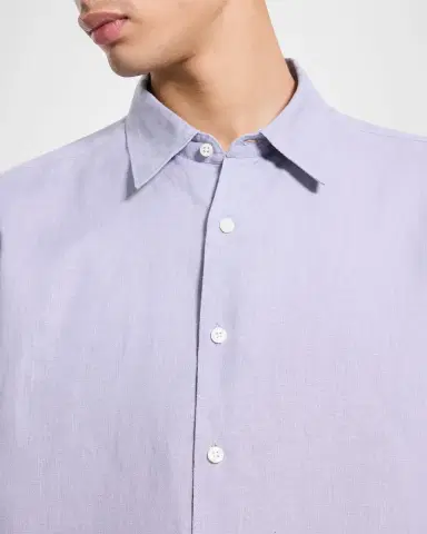 Theory Men's Solid Linen Sport Shirt | Thumbnail 6 Theory Men's Solid Linen Sport Shirt | Thumbnail 6