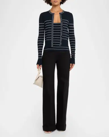 Adam Lippes Aria Pointelle Striped Compact Knit Tank Top | Thumbnail 2 Adam Lippes Aria Pointelle Striped Compact Knit Tank Top | Thumbnail 2