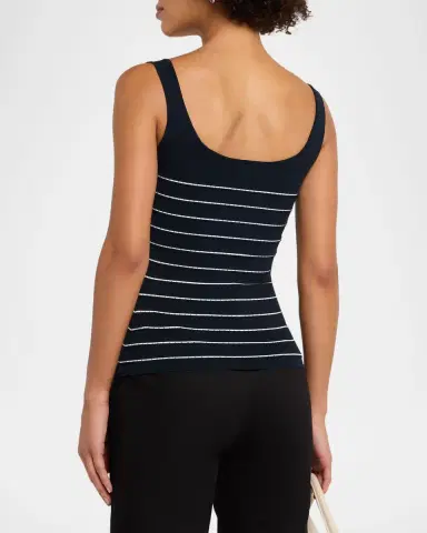 Adam Lippes Aria Pointelle Striped Compact Knit Tank Top | Thumbnail 3 Adam Lippes Aria Pointelle Striped Compact Knit Tank Top | Thumbnail 3