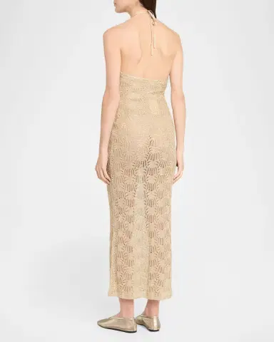 LoveShackFancy Vreya Metallic Crochet Halter Dress | Thumbnail 3 LoveShackFancy Vreya Metallic Crochet Halter Dress | Thumbnail 3