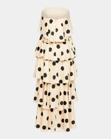 Mac Duggal Ruffled Tiered Polka Dot Charmeuse Gown | Thumbnail 5 Mac Duggal Ruffled Tiered Polka Dot Charmeuse Gown | Thumbnail 5