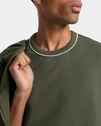 Vince Men's Pima Cotton Pique Tipped Crewneck T-Shirt | Thumbnail 5 Vince Men's Pima Cotton Pique Tipped Crewneck T-Shirt | Thumbnail 5