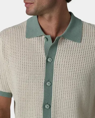Joe's Jeans Men's Contrast-Trim Cotton and Linen Crochet Short-Sleeve Shirt | Thumbnail 5 Joe's Jeans Men's Contrast-Trim Cotton and Linen Crochet Short-Sleeve Shirt | Thumbnail 5