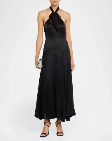 Cinq a Sept Monroe Silk Halter Dress | Thumbnail 2 Cinq a Sept Monroe Silk Halter Dress | Thumbnail 2