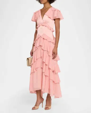 Cinq à Sept Tatum Ruffled Flutter-Sleeve Dress | Thumbnail 4 Cinq à Sept Tatum Ruffled Flutter-Sleeve Dress | Thumbnail 4