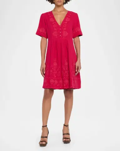 Johnny Was Floral-Embroidered Cotton Gauze Dress | Thumbnail 2 Johnny Was Floral-Embroidered Cotton Gauze Dress | Thumbnail 2