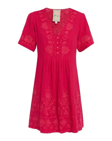 Johnny Was Floral-Embroidered Cotton Gauze Dress | Thumbnail 1 Johnny Was Floral-Embroidered Cotton Gauze Dress | Thumbnail 1