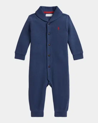 Polo Ralph Lauren Boy's Estate-Rib Cotton Coverall, Size 3M-12M | Thumbnail 3 Polo Ralph Lauren Boy's Estate-Rib Cotton Coverall, Size 3M-12M | Thumbnail 3