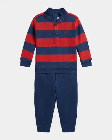 Polo Ralph Lauren Boy's Estate-Rib Cotton Pullover & Pants Set, Size 3M-24M | Thumbnail 3 Polo Ralph Lauren Boy's Estate-Rib Cotton Pullover & Pants Set, Size 3M-24M | Thumbnail 3
