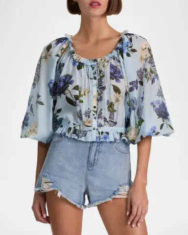 Alice + Olivia McLaine Cropped Button-Front Blouse | Thumbnail 3 Alice + Olivia McLaine Cropped Button-Front Blouse | Thumbnail 3