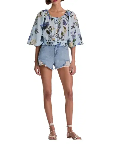 Alice + Olivia McLaine Cropped Button-Front Blouse | Thumbnail 1 Alice + Olivia McLaine Cropped Button-Front Blouse | Thumbnail 1