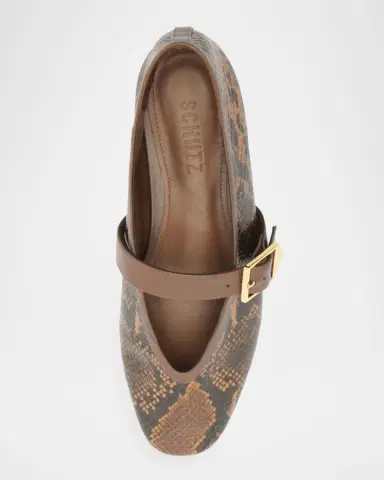 Schutz Vick Snake-Printed Leather Mary Jane Ballerina Flats | Thumbnail 3 Schutz Vick Snake-Printed Leather Mary Jane Ballerina Flats | Thumbnail 3