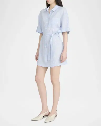 FRAME The Linen Belted Mini Shirtdress | Thumbnail 3 FRAME The Linen Belted Mini Shirtdress | Thumbnail 3