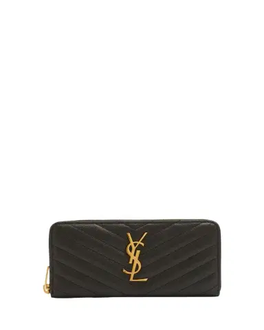 Saint Laurent YSL Monogram Large Zip Wallet in Grained Leather | Thumbnail 1 Saint Laurent YSL Monogram Large Zip Wallet in Grained Leather | Thumbnail 1