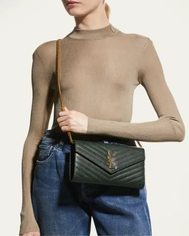 Saint Laurent YSL Monogram Large Wallet on Chain in Grained Leather | Thumbnail 17 Saint Laurent YSL Monogram Large Wallet on Chain in Grained Leather | Thumbnail 17