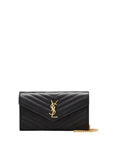 Saint Laurent YSL Monogram Large Wallet on Chain in Grained Leather | Thumbnail 1 Saint Laurent YSL Monogram Large Wallet on Chain in Grained Leather | Thumbnail 1