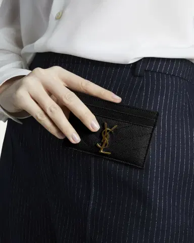 Saint Laurent Cassandre YSL Monogram Card Case in Grained Leather | Thumbnail 2 Saint Laurent Cassandre YSL Monogram Card Case in Grained Leather | Thumbnail 2