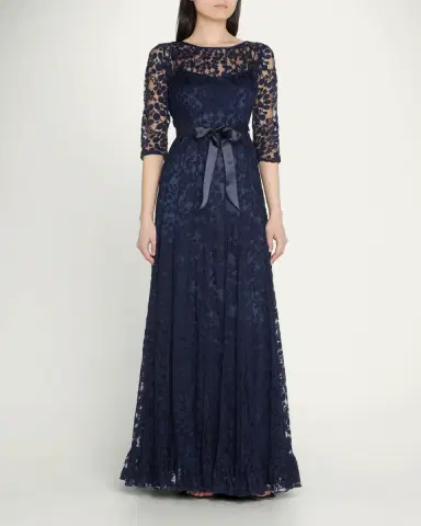Rickie Freeman for Teri Jon 3/4-Sleeve Lace Overlay Gown | Thumbnail 4 Rickie Freeman for Teri Jon 3/4-Sleeve Lace Overlay Gown | Thumbnail 4
